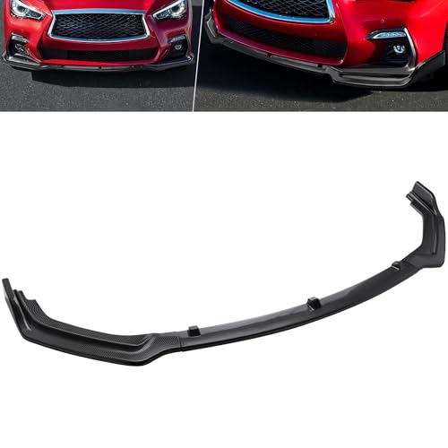 MotorFansClub 3pcs Front Bumper Lip Splitter Fit for Infiniti Q50 Base 2018 2019 2020 2021 2022 2023 Trim Protection Splitter Spoiler, Carbon Fiber Style