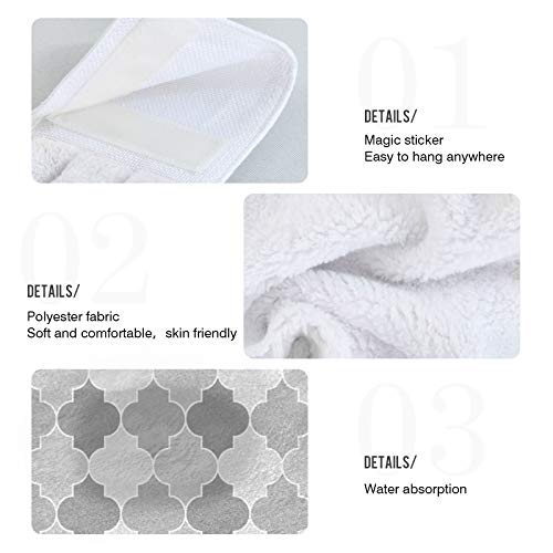 Arabic Moroccan Lattice Kitchen Hanging Towel 12 X 17 Inch Gray Geometric Plaid Tartan Hand Tie Towels Set 2 Pcs Tea Bar Dish Cloths Dry Towel Soft Absorbent Durable For Bathroom Laundry Room Decor #TOP2