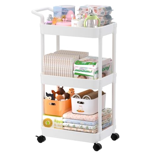 Volnamal Baby Diaper Caddy, Plastic Movable Cart for...