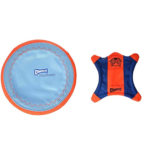 Chuckit! Paraflight Flyer Dog Frisbee Toy Floats On Water; Gentle On Dog's Teeth And Gums; Small & Flying Squirrel Spinning Dog Toy, Large (Orange/Blue), Multi Colored, For Medium Breeds #TOP17