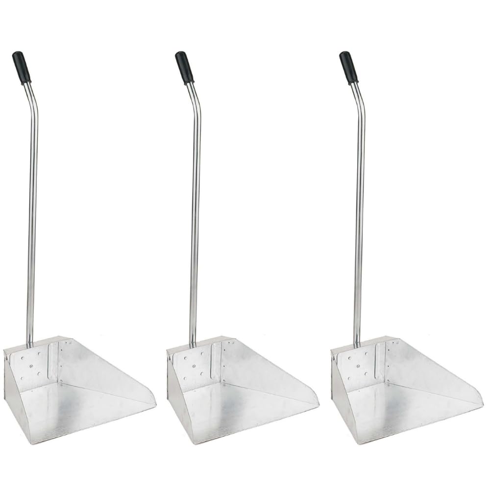 Apex 3x Alzaimmondizia in Metallo Zincato – Paletta Raccogli Rifiuti per Esterno, Super Resistente – 34x25x76 cm