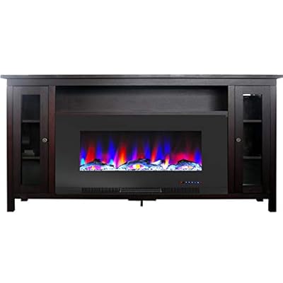Cambridge Somerset 70-in. Mahogany TV Stand with Multi-Color LED Flames, Driftwood Log Display, and Remote Control, CAM6938-2MAH Electric Fireplace