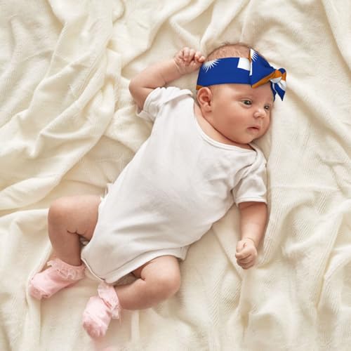 Flag of the Marshall Islands Baby Bow Headband. Comfortable baby headband, suitable for daily wear and photo props.4