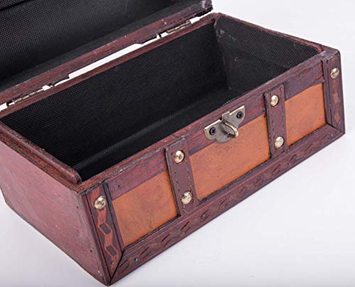Vintiquewise(TM) Decorative Wood Leather Treasure Box (Large Trunk Only)