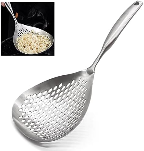 KAYCROWN Skimmer Slotted Spoon, 304 Stainless Steel Skimmer Ladle Skimmer Spoon Spider Strainer for Cooking and Frying, Pasta Strainer Spoon Frying Spoon Kitchen Cooking Colander Spoon