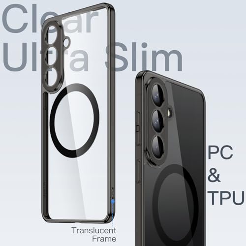 Image of JETech Magnetic Slim Cover Case for Samsung Galaxy S26 Plus, Compatible with MagSafe, Camera Lens Full Protection, Ultra-Thin Lightweight Clear Minimalist Protective Phone Cover (Black)