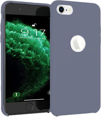 Image of VONZEE Liquid Silicone Soft Back Cover for iPhone 7 Case, Shockproof Slim Camera & Full Body Protection Non Yellowing Cover with Microfiber Lining & Logo Cut (4.7 Inch) -Lavender Grey