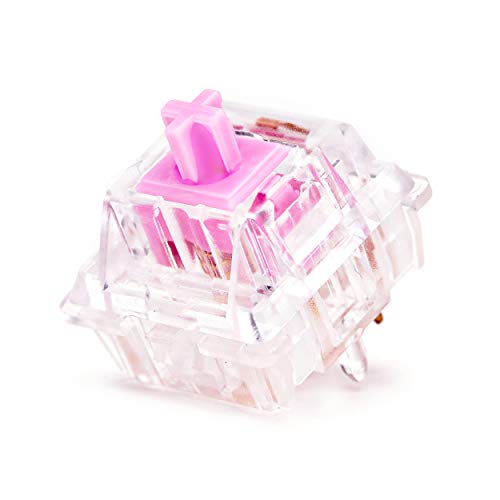 KOSEKY DSL1 Linear Keyboard Switch,Silent,60cN Force,Gold-Plated Spring,Pre Lubed, Linear Keyswitch 5 Pins for Mechanical Gaming Keyboards (70 Packs, Transparent,Petal Pink)