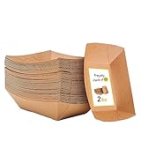 Traysly 50 pack Disposable Eco Friendly Poly Coated Paperboard - Greaseproof Food Serving Trays for Hot Dog, Nacho Boats & Concession Stand, Parties
