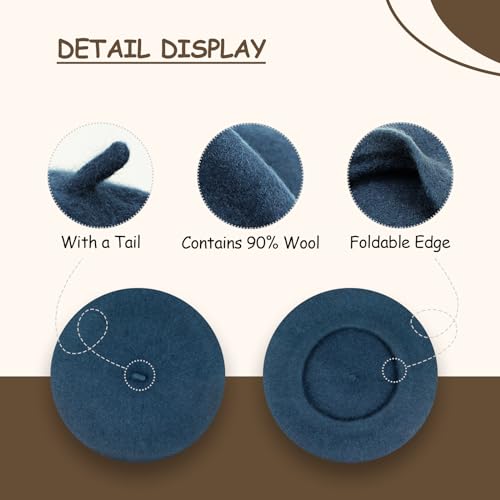 Image of Klong Women Wool Beret Hat French Style Solid Color