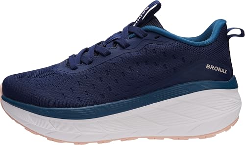 Image of BRONAX Womens High-Impact Cushion Thick Sole Wide Toe Box Shoes S600 | Wide Width, Breathable Mesh Upper, High‑Rebound EVA Midsole, Rubber Outsole, All Day Comfort, Sports, Athletic