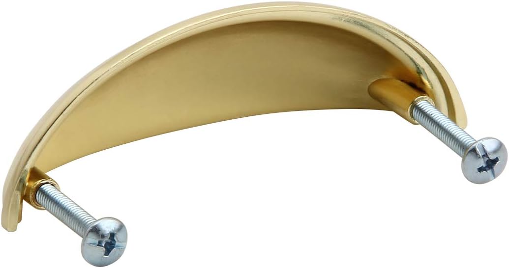 Silverline 3" Inch Hole Centers Cabinet Bin Cup Drawer Cup Pulls Kitchen Hardware Handles, Satin Brass (10)