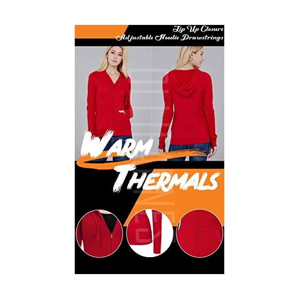 OLLIE-ARNES-Womens-Thermal-Long-Hoodie-Zip-Up-Jacket-Sweater-Tops OLLIE ARNES Women's Thermal Long Zip Up Hoodie Jacket Sweatshirt Tops Black L