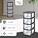 Juggernaut Storage Plastic 4 Drawer Storage Container Tower with 4 Large Pull Out Drawers for Home Organization, Office and, Classrooms Clear/Black