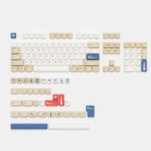 Image of KBDiy Soymilk KOA Profile Keycaps Set, 140 Keys Dye-Sublimation PBT Cute Custom Keycaps, Compatible with 60% 75% 100% Cherry Gateron MX Switches Mechanical Keyboards(ONLY KEYCAPS)