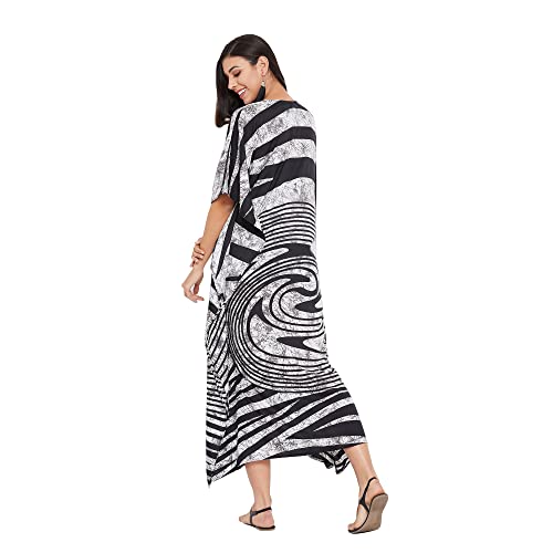 Image of Oussum Women Plus Size Kaftan Kimono Loose Maxi summer dresses for women Beach 3 /4 Sleeve Casual lounge dress Boho