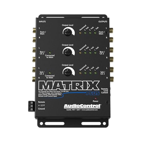 AudioControl Matrix Plus 6-Channel High-Voltage Line Driver for Car Audio Systems, Boost Factory Radio Signal Signal to 9.5V RMS (13V Max) for Amplifiers & Subwoofers, Subsonic Filter, Low Distortion