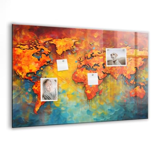 Tableau magnétique en verre haut de gamme avec carte du monde et aimants néodyme