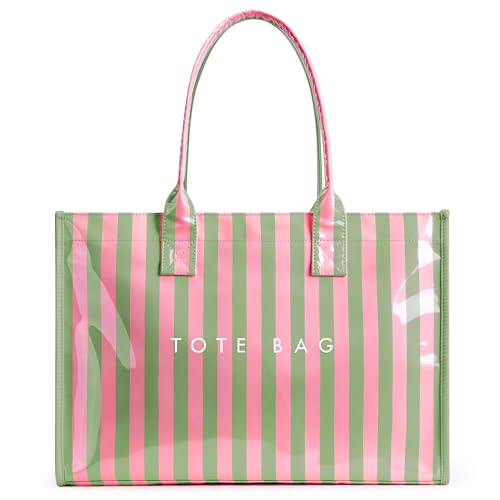 Image of KALIDI PVC Tote Bag Women's Kraft Paper Work Handbags Purses with Top Handle