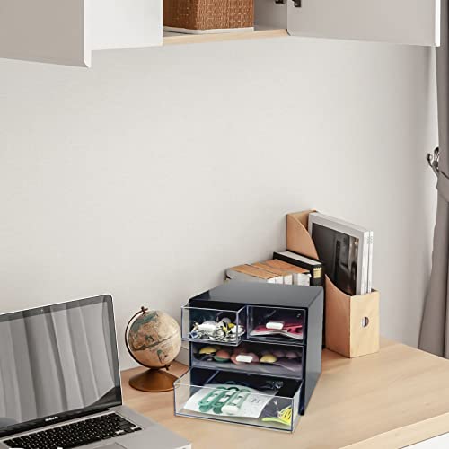 Zuiaso Desk Organizer With Drawer, Desk Storage Box, Plastic Office Stationery Supplies Organizers, Desktop Organizer For Office School Home thumb #6