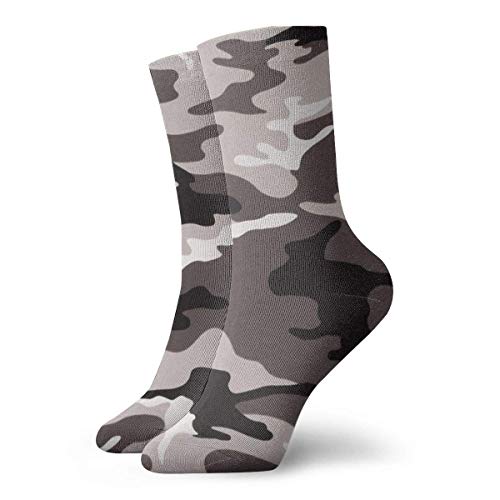 shizh Calcetines deportivos unisex camuflaje gris novedad tubo 30 cm