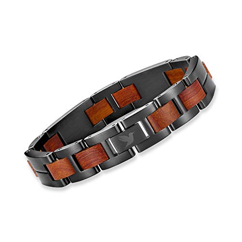 Woodstar Pulsera para Hombre en Acero Inoxidable y Madera Accesorios Joyas Brazalete Masculino B19 008