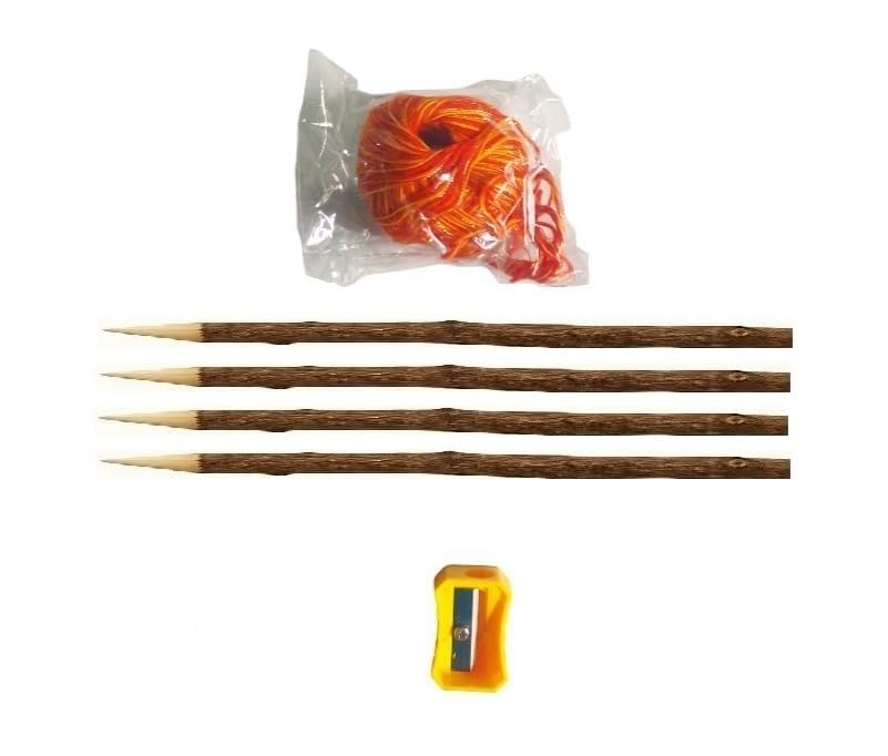 Image of Anar ki Kalam, (Used for writing on Bhojpatra) - Set of 4 Sticks with FREE Kalawa & Sharpener | Perfect for Pooja, Mantra & Bhojpatra Yantra and Mantra Writing
