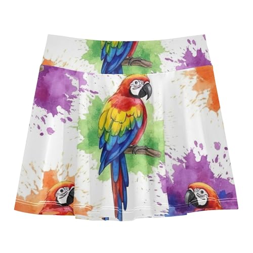 Watercolor Parrots Colorful Splash Athletic Shorts for Girls Skorts Kids Tennis Skirts Pleated Butterfly 3t