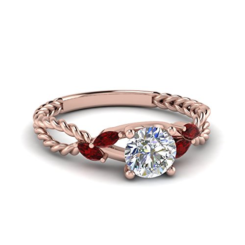 Image of Choose Your Gemstone Braided Diamond CZ Engagement Ring Rose Gold Plated Round Shape Split Shank Engagement Ring Matching Jewelry Wedding Jewelry Easy to Wear Gifts US Size 4 to 12