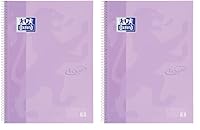 Oxford A4 European Book 1, kariert, 160 Seiten mit farbigen Rändern, Touch Hardcover, mit Whiteboard, pastell lila (Packung mit 2)