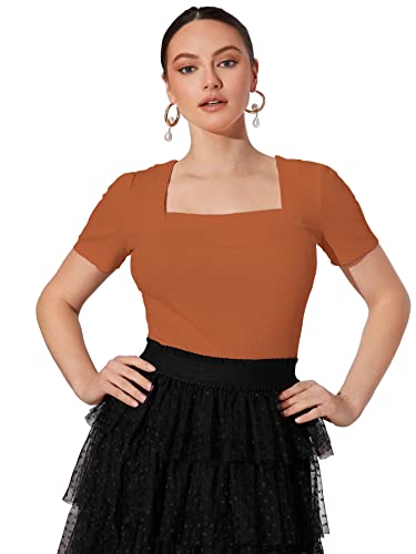 Shasmi Women Polycotton Regular Fit Solid Knitted Square Neck T-S...
