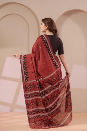 Image of TAMAIRA FASHION Mulmul Pure Cotton Saree For Woman Sambalpuri Printed |Office Wear Daily Wear Sarees For Women Without Blouse Piece (Available in 10 Colours)