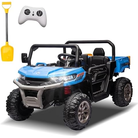 BCARORUR 24V Ride on Toys for Big Kids w/Remote Control, Battery Powered Electric Ride on Car w/20 Seat, 2X200W Powerful Motors, Bluetooth, Led Lights, Power Wheels for Boys Girls, Blue Cover