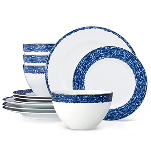 Noritake Blue Rill 12-Piece Dinnerware Set, Service for 4