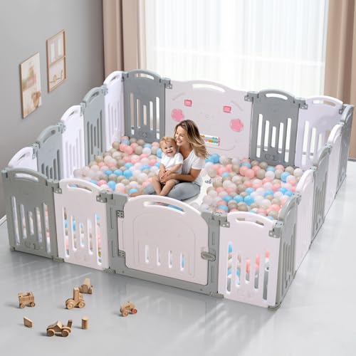 Uanlauo Baby Playpen, 18 Panel Foldable Play Yard for Toddlers, Easy Assemble Safety Baby Fence...