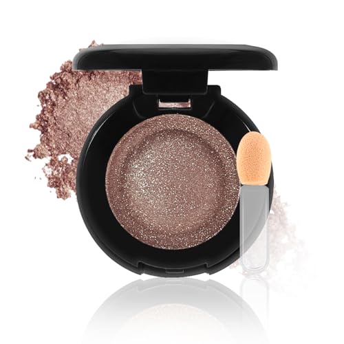 Apooliy Single Glitter Eyeshadow Powder,Highly Pigmented Cream Shimmer Eye shadow,Waterproof Long Wear Purple Pressde Eyeshadow