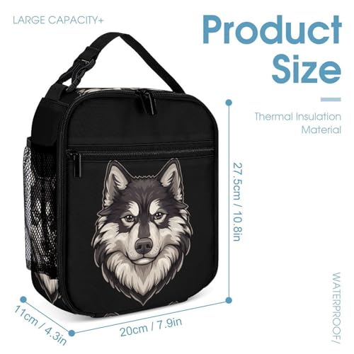 Cool Alaskan Malamute Dog Travel Backpack Lunch Box Pencil Case 3Pcs Set for Men Women Office Outing University4