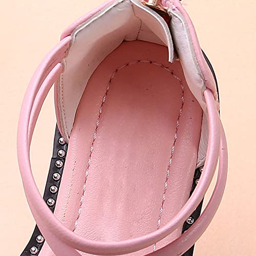 Kids Girls Dress Sandal Open Toe Low Heels Ankle Zipper Bow 𝐆ladiator Strappy Wedding Princess Flower Sandals4