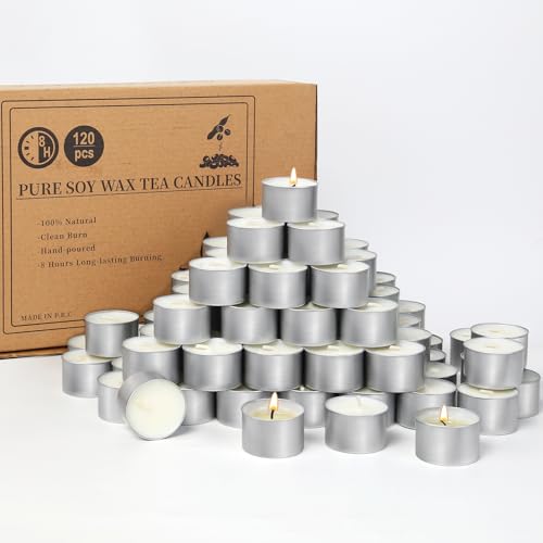Soy Tealight Candles 120 Pack, 8 Hour Burn