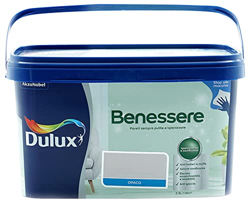 Dulux Benessere Pittura Colorata All'Acqua Per Interni Superlavabile Anti Muffa Anti Batteri Con Ioni D'Argento, 2.5 Litri, Rosa Crepuscolo, 2.5L