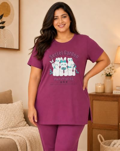 Image of In Love Women's Plus Size Longline T-Shirt with Side Pocket, 3 /4 Sleeve, Crew Neck