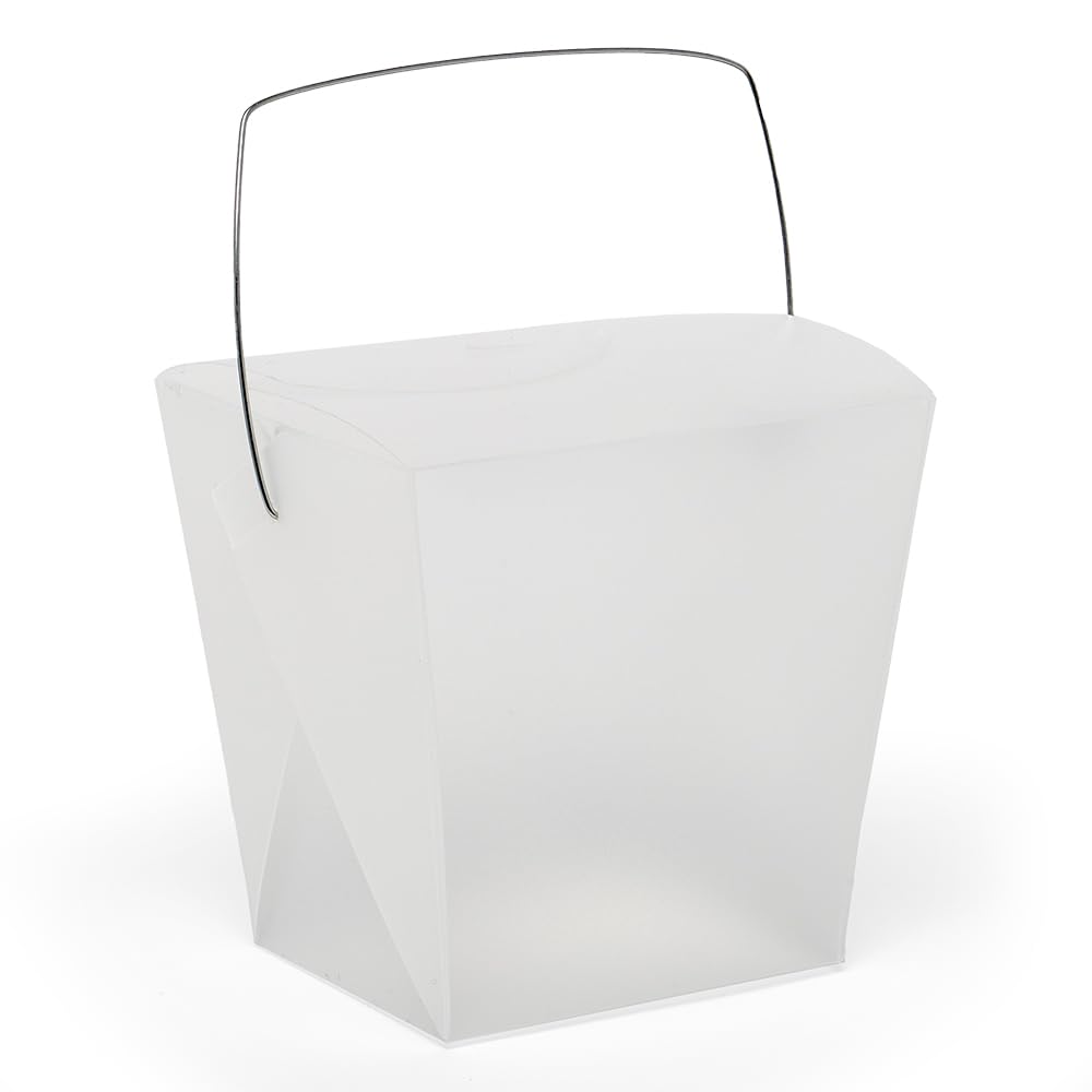 Paper Mart White Frosted Plastic Chinese Take Out Boxes 2 3/4