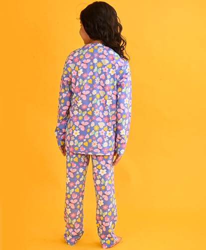 Image of Anthrilo Pure Cotton Printed Pyjama Set for Girls | Sleepwear | Night Suit, Night Wear | Long Sleeves T-Shirt & Pyjama | Regular Wear | 0-14 Years