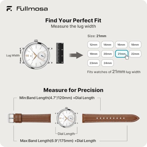 Image of Fullmosa 21mm Quick Release Leather Watch Band
