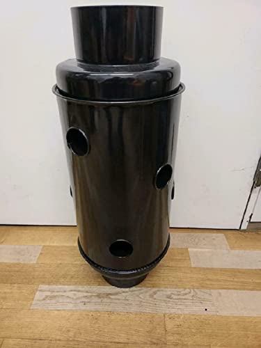 Intercambiador de calor de gases de escape, 15 cm, color negro, tubo de chimenea, ahorro de energía, fácil limpieza, fácil instalación, tubo de escape, amortiguador de chapa de acero (150 mm de