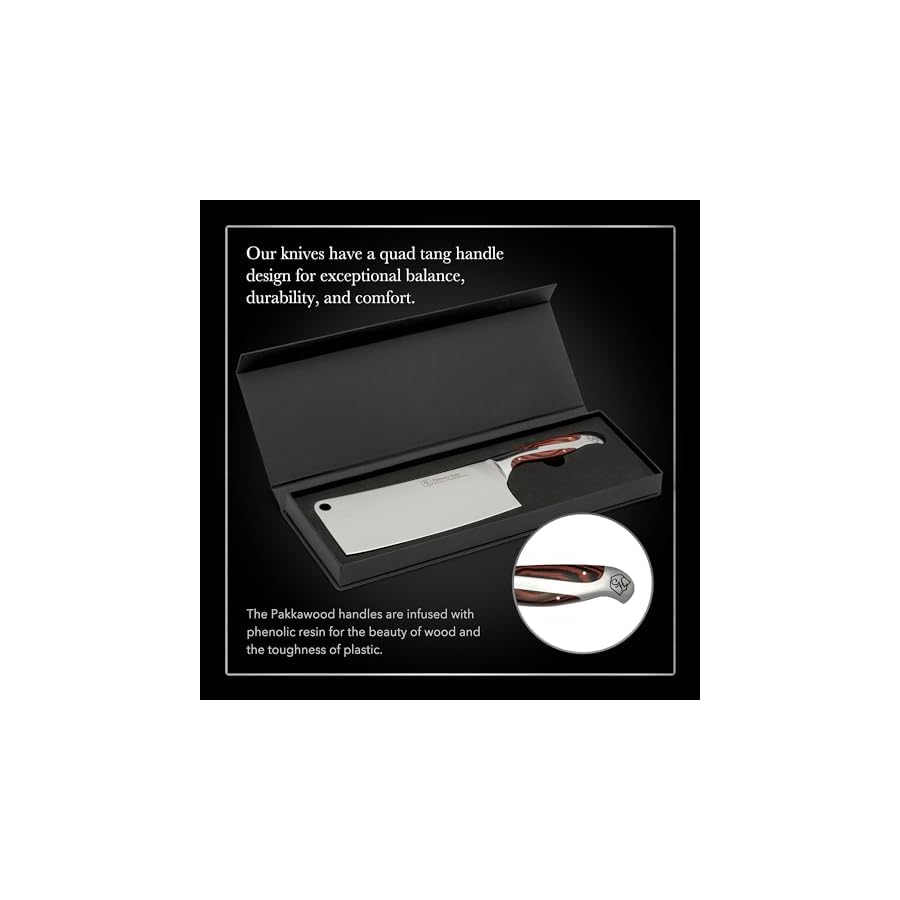 Hammer Stahl 8-Inch Meat Cleaver | Professional Quality Kitchen Cleaver | Ergonomic Quad-Tang Pakkawood Handle | Stainless Steel Cleaver Knife | German Forged High Carbon Steel | Butcher Cleaver Knife