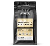 Organic French Vanilla Flavored Cold Brew Coffee Coarse Ground 1 LB - Smooth Dark Roast, Coarse Grind - By Stack Street