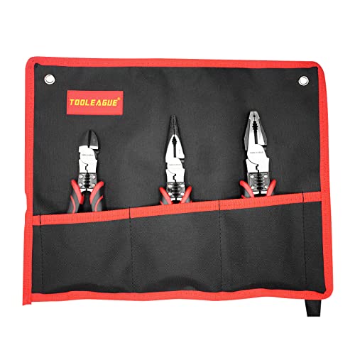 Tooleague 3Pcs Heavy Duty Pliers Set, 5 In 1 Lineman Pliers, Diagonal Side Cutting Pliers, Needle Nose Pliers With Wire Stripper/Crimper/Cutter Function #TOP3