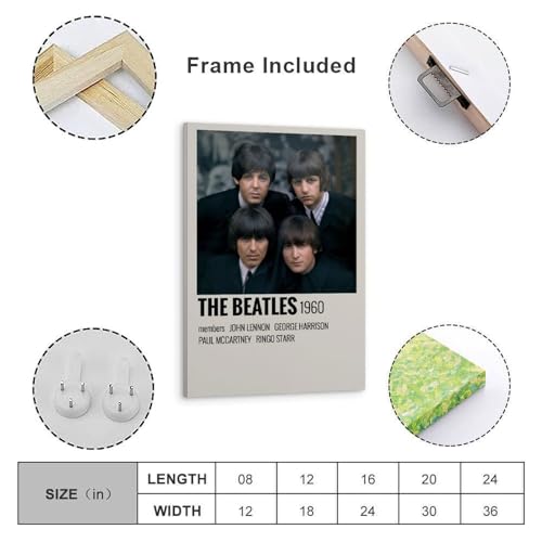 INEOUT Poster décoratif sur toile The Beatles (1960) – Impression d’art moderne pour chambre à coucher – 50 x 75 cm - Les Beatles, Paul McCartney, John Lennon, RIngo Starr, George Harrison INEOUT Poster décoratif sur toile The Beatles (1960) - Impression d'art moderne pour chambre à coucher - 50 x 75 cm – Image 5