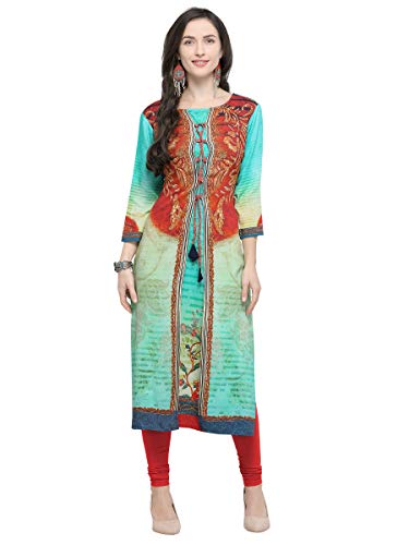 Stylee Lifestyle Green Rayon Printed Kurti